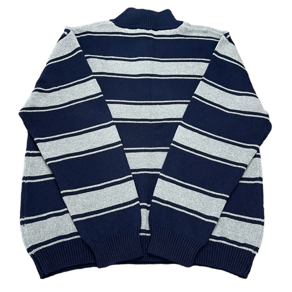 NWT IZOD Boys Quarter Zip Pullover Sweater Size XL 18/20 Navy Gray Stripe - Picture 2 of 10